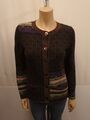 CATHERINE ANDRE Strickjacke Gr.L 40 Cardigan Braun Schwarz Mehrfarbig Wolle