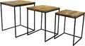 NOOR Living Tisch Beistelltisch Rechteckig Mangoholz 3er Set Wohnzimmer - Neu