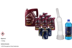 5L MANNOL Motoröl Energy 5W-30 API SL inkl. Additiv Auslaufschlauch Reiniger