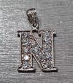 925 Sterling Silber CZ Buchstabe N funkelnde Initiale Name Alphabet Anhänger