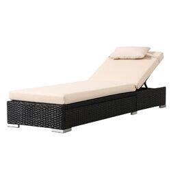 AREBOS Rattan  Sonnenliege Lounge Garnitur Gartenliege Relaxliege Schwarz✓ 5-fach höhenverstellbare Rückenlehne ✓ Pflegeleicht