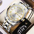Herren Armbanduhr Quarzuhr Analog Leuchtend 3ATM Wasserdicht Edelstahl Uhr Gift