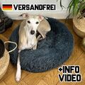 Hundebett grau Hundekissen Flausch Katzenbett M Ø 60cm 40 ° Waschbar Hundekorb