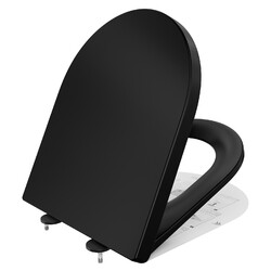 WC Sitz  D-Form Toilettendeckel mit Absenkautomatik Toilettensitz aus Duroplast 