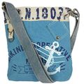 Maritim Umhängetasche. Crossbody Bag mit Anker Aufdruck Design. Blaue Crossbody