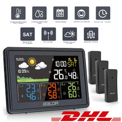 Funk Wetterstation mit 3 Funksensoren Innen/Außen Temperatur Wettervorhersage