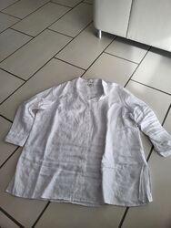 C&A Leinen Bluse Gr. 52 Weiß Oversize