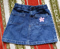 Mädchen Rock Jeansrock aus England Denim A-Linie Blau Blumen Stickerei Gr 74 80