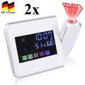 2x LCD wecker mit Projektion Snooze Datum Temperaturanzeige Tischuhr Wetter DHL