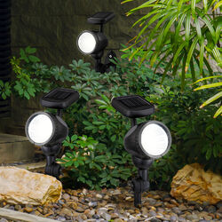 3er Set Steckleuchten Solarleuchte Außenlampe Leuchte IP44 Erdspieß Akku 3x LED