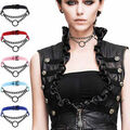 Schwarze Halskette Halsband Kurz mit Kette Ring Lederlook Punk Gothic Choker