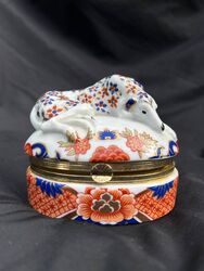 Vintage Andrea by Sadek Handmalerei Imari-Stil Windhund Hund Blumenmuster Schmuck Box