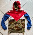 Adidas Herren Hoodie Sweatshirt Gr. S Camouflage Rot Blau Weiß Neuwertig