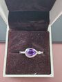 Ring mit sibirischem Amethyst, ungetragen,  925 Sterlingsilber, Gr. 20