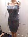 Abend/Cocktail Kleid Multicolor Silber Rainbow Glitzer Gr 36/S NEU M ETIKETT  