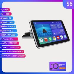 Carplay 4G LTE Octa Core 8+128GB Android 12 1 DIN Autoradio GPS Navi DSP RDS 4G