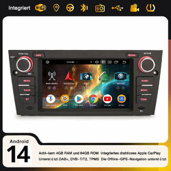 4+64GB Android 14 DAB+ Autoradio 8-Kern CarPlay Navi Wifi BMW E90 E91 E92 E93 M3