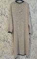 Elegant Damen Strick Kleid Pullover Kleid Beige Mit Schwarzen Akzente S Bis XL