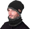 Winter Warme Mütze Beanie Schal Set Wintermütze und Loop Strickmütze WT