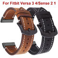 Für Fitbit Versa 4 3 / Sense 2 1  Leder Uhrenarmband Armband Ersatz Band Strap