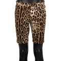 DOLCE & GABBANA Baumwolle Chino Shorts mit Leopard Print Logo Braun 11396