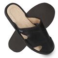 Herren Leder Hausschuh schwarz Pantolette leicht Slip-on Gr. 40-46 filsko Neapel