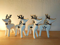 4er Set Hirsch Weiß Weihnachtsdeko Figur Rentier Weihnachten Keramik Fensterdeko