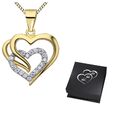 Damen Halskette Herz 925 Sterling Silber Gold Zirkonia Anhänger Frauen Geschenke