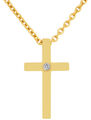 Akzent Edelstahl Ankerkette mit Kreuz Kette Damenkette gold Zirkonia modern