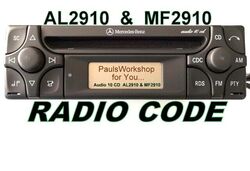 Alpine Radio Code 24H AL CM 2192 2297 MF2199 MF2910 MF2197  Audio 30 Mercedes MB