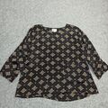 Masai Damen Bluse XXL 2XL Schwarz Beige Viskose Top Geometrisch