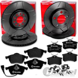 brembo GESCHLITZTE BREMSSCHEIBEN + BELÄGE VORNE + HINTEN für VW GOLF 4 A3 LEONVA 288x25mm // HA 230x9mm // brembo MAX LINE GESCHLITZT