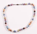 Collier Kette bunte Perlen Multicolor Mehrfarbig Silber 925 Magnetverschluss