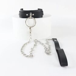 BDSM Leder Halsband mit Leine Bondage Halsfessel einstellbar Erotik Sexspielzeug