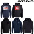 JACK & JONES Hoodie schwarz navy Sweatshirt Print Kapuze Pullover modern Logo