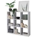 WOHNLING Würfelregal 112x29x112 cm Bücherregal 9 Fächer Standregal Regal Weiß 