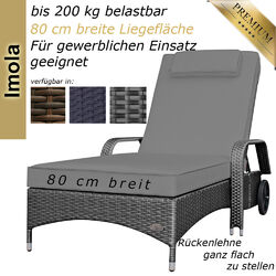 Sonnenliege Gartenliege Liege Liegestuhl grau Rattanliege Polyrattan Rattan 