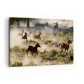 Wandbilder 100x70cm Leinwandbild Cowboy Cowgirl Pferd Gro� Bilder Art Wanddeko