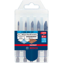 Bosch Professional Expert HEX-9 HardCeramic Bohrer-Satz, 5-teiligØ 4 / 5 / 6 / 8 / 10mm