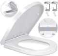 WC Sitz mit Absenkautomatik D-Form Toilettendeckel SoftClose Klodeckel Duroplast