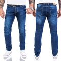 Herren Jeans Hose Slim Fit Rock Creek Designer Basic Jeans Stretch Hose Blau M21