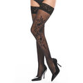 Halterlose Strümpfe schwarz 20den transparent breite Spitze Stockings KOTEK