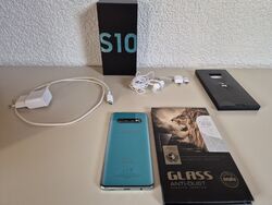 SAMSUNG Galaxy S10 128GB Prism green (Dual SIM) SM-G973 + 2 x Panzerfolie