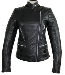 Damen Motorrad  Lederjacke Motorradjacke Retro Taillierter Schnitt Biker Jacke