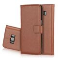 Wallet Case Echt Leder Handy Tasche Schutzhülle Bag Braun für Samsung Galaxy S8+