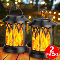 2X LED Solar Laterne Außenlampe Solarleuchte Solarlampe Gartendeko Flammeneffekt
