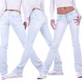 Damen Jeans Hose Hüftjeans Karotte Gerader Schnitt Straight Leg Low Waist M7