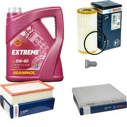 BOSCH Inspektionspaket 5 L MANNOL Extreme 5W-40 für VW Golf VII 2.0 GTI 1.8