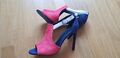 *ღ* Zara Basic Sandalen Pumps blau/rot High Heel Stillettos Gr.39 wie Neu ღ*