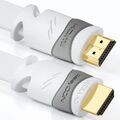 deleyCON 2m Flaches HDMI Kabel UHD 4K HDR 3D 1080p 2160p ARC Full HD - Weiß